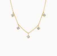 BLUSH 14K YELLOW GOLD & 5 ZIRCONIA PENDANTS NECKLACE