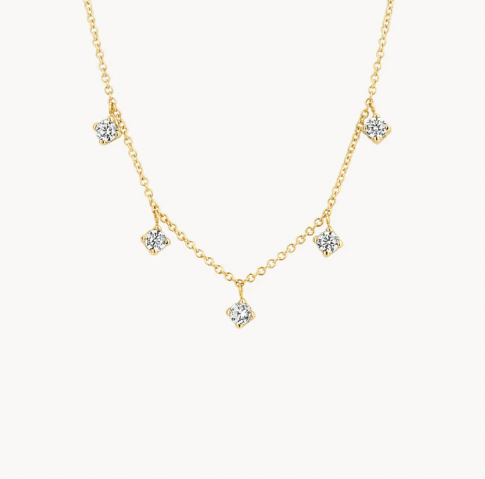 BLUSH 14K YELLOW GOLD & 5 ZIRCONIA PENDANTS NECKLACE