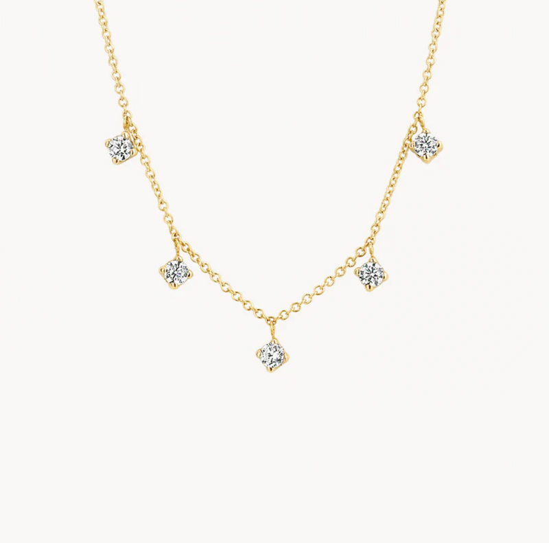 BLUSH 14K YELLOW GOLD & 5 ZIRCONIA PENDANTS NECKLACE