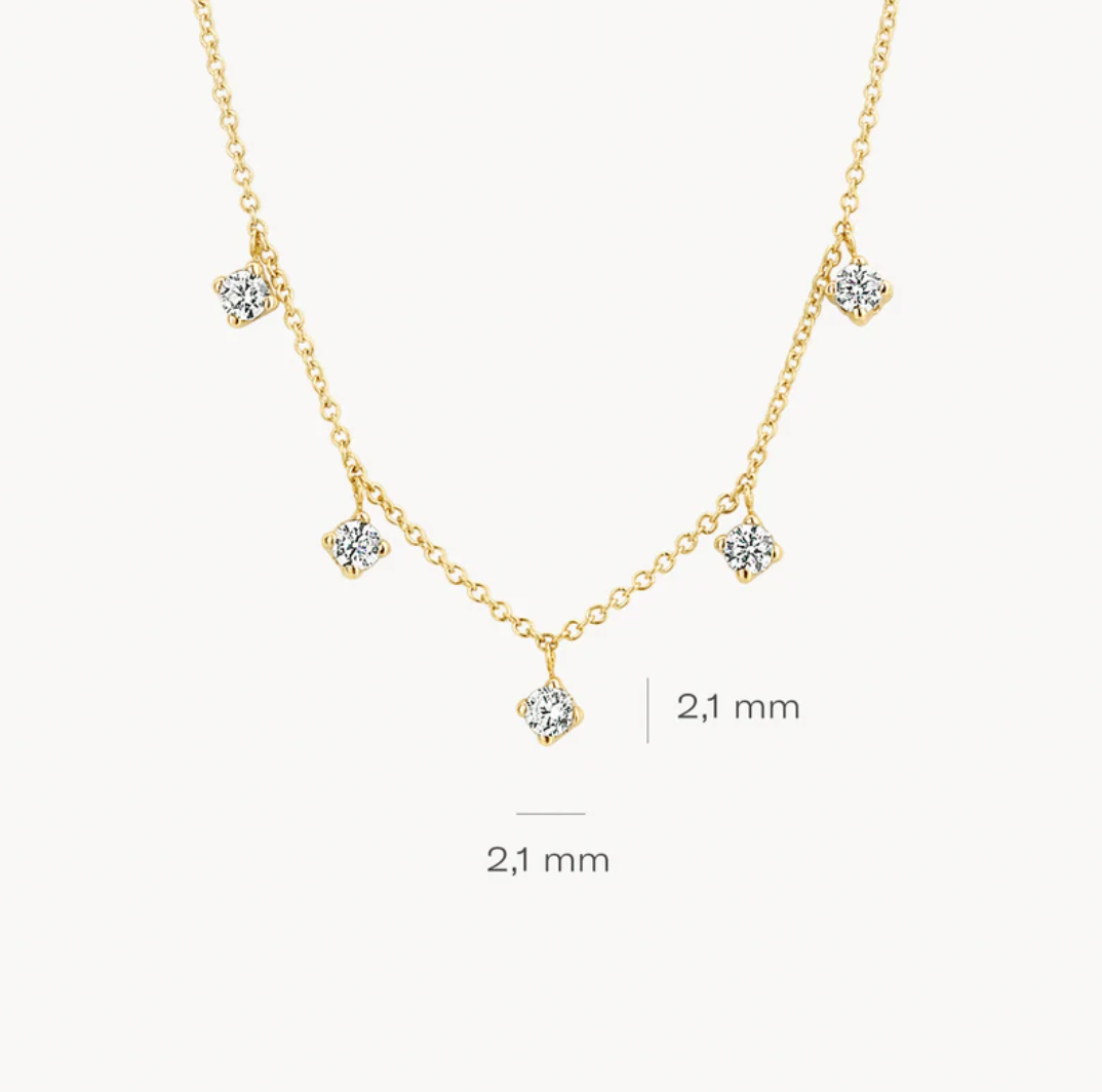 BLUSH 14K YELLOW GOLD & 5 ZIRCONIA PENDANTS NECKLACE