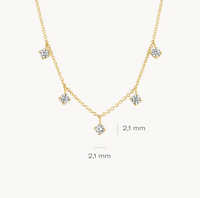 BLUSH 14K YELLOW GOLD & 5 ZIRCONIA PENDANTS NECKLACE