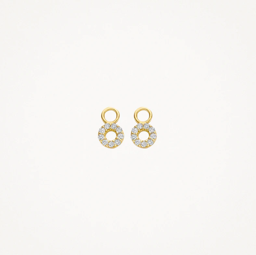 BLUSH 14K YELLOW GOLD & ZIRCONIA CIRCLE EARRING CHARMS