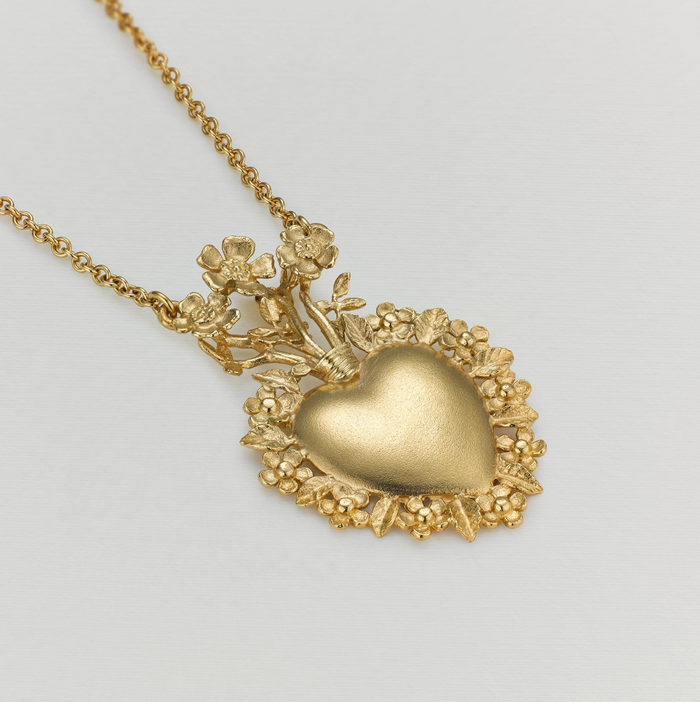 ALEX MONROE FLORAL SACRED HEART NECKLACE