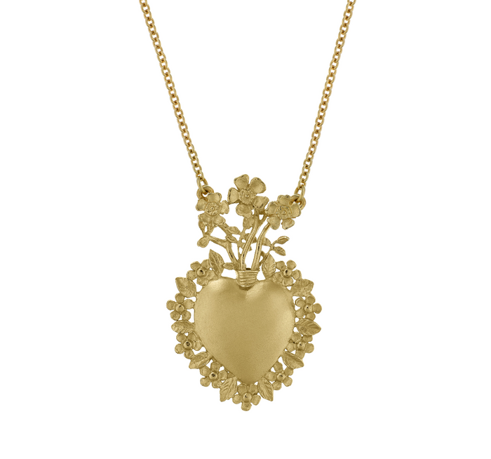 ALEX MONROE FLORAL SACRED HEART NECKLACE