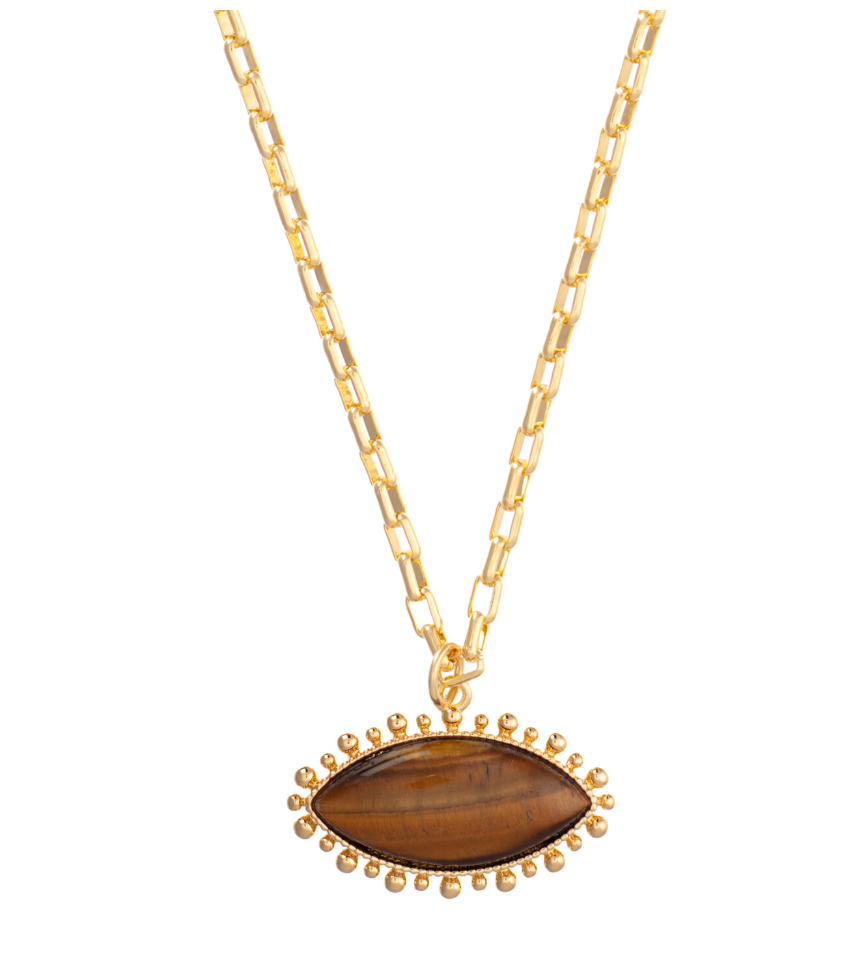 TALIS CHAINS TIGERS EYE PENDANT NECKLACE