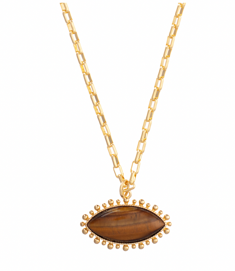 TALIS CHAINS TIGERS EYE PENDANT NECKLACE