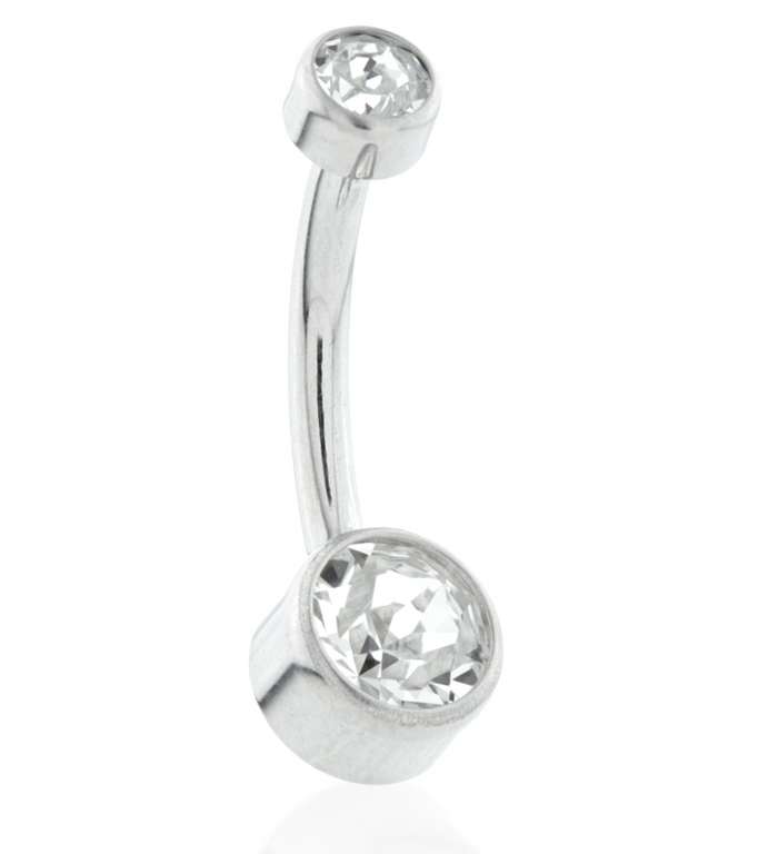 JEWELLED DISK NAVEL BAR TITANIUM