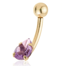 AMETHYST PEAR NAVEL BAR 4K GOLD