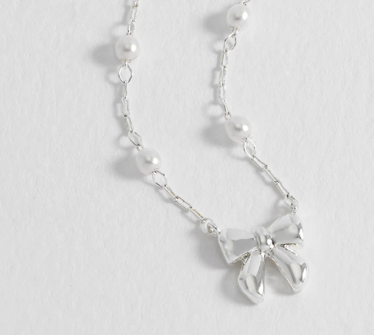 ESTELLA BARTLETT PEARL AND BOW NECKLACE