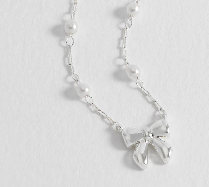 ESTELLA BARTLETT PEARL AND BOW NECKLACE