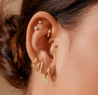 ANIA HAIE DOUBLE MIXED HUGGIE HOOP EARRINGS