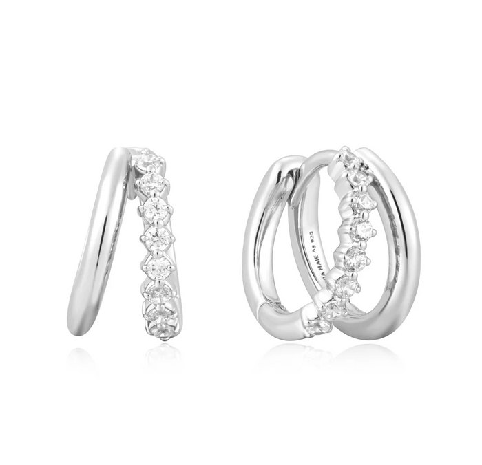 ANIA HAIE DOUBLE MIXED HUGGIE HOOP EARRINGS