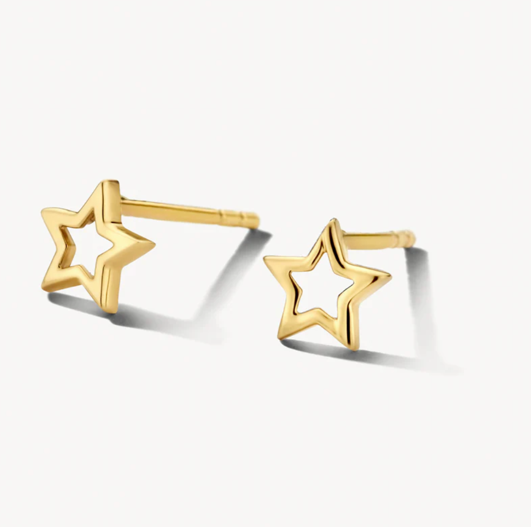 BLUSH 14K YELLOW GOLD OPEN STAR STUD EARRINGS