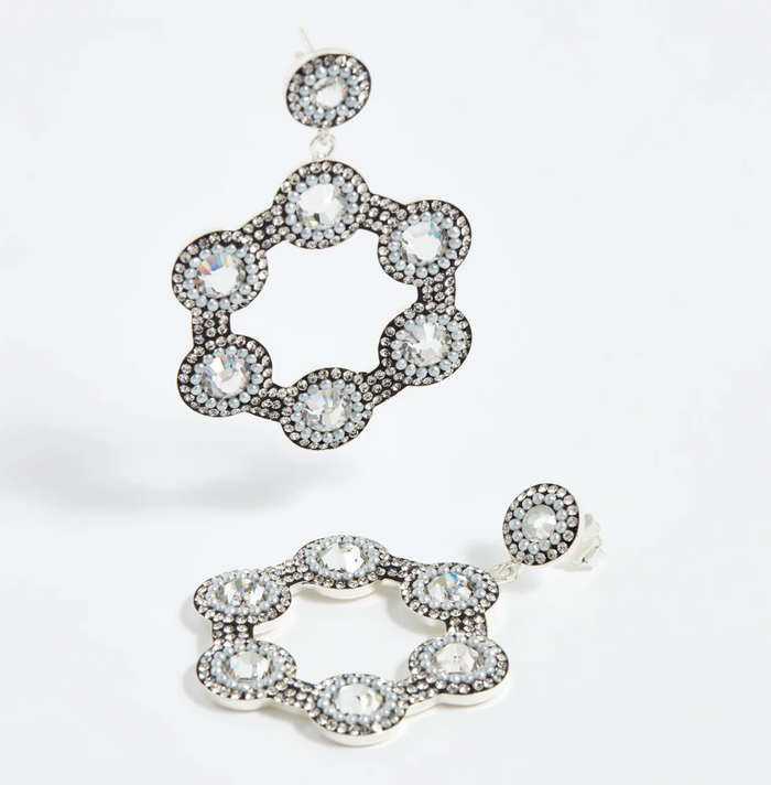 SORU SILVER CRYSTAL MINI HOOP EARRINGS