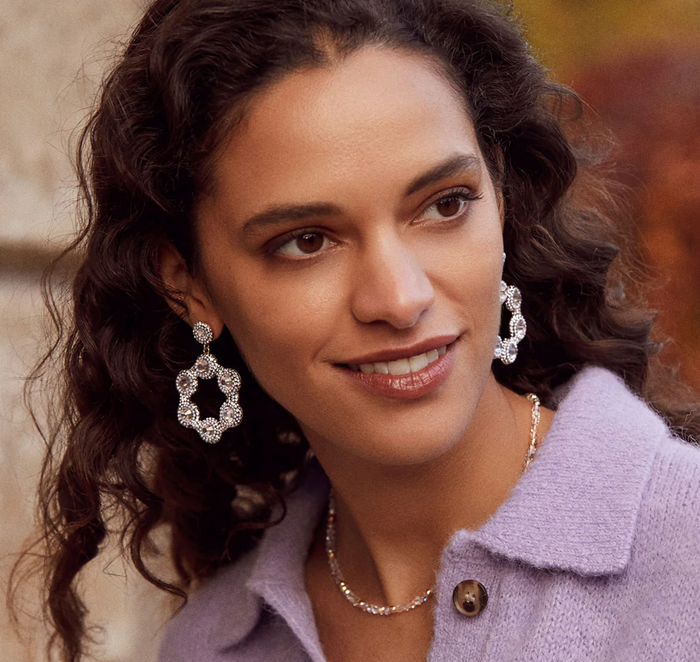 SORU SILVER CRYSTAL MINI HOOP EARRINGS