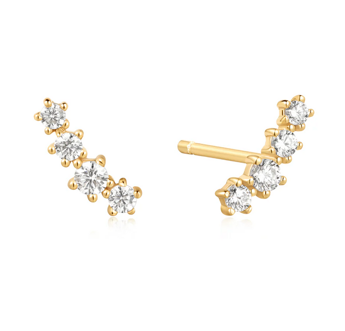 ANIA HAIE GOLD SPARKLE CLIMBER STUD EARRINGS