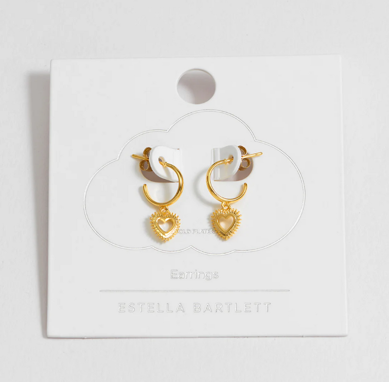 ESTELLA BARTLETT HEART BURST DROP HOOP EARRINGS