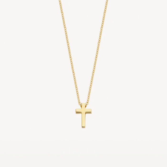BLUSH 14K GOLD CROSS NECKLACE