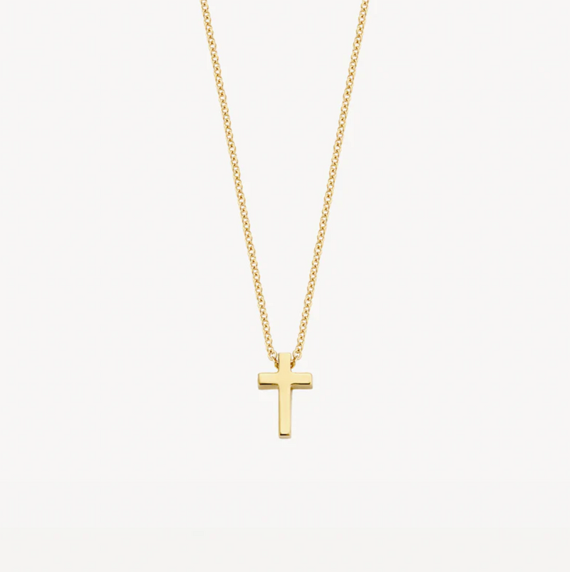BLUSH 14K GOLD CROSS NECKLACE