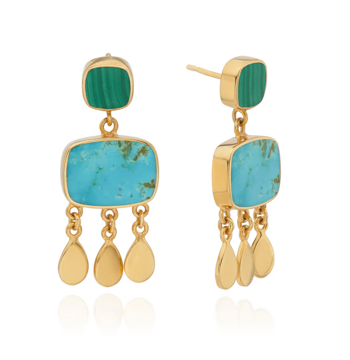ANNA BECK TURQUOISE CUSHION DROP EARRINGS