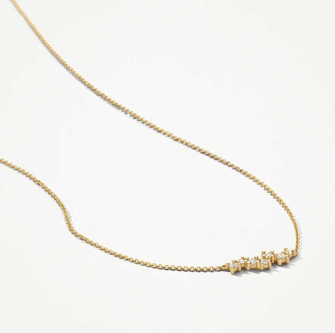BLUSH 14K GOLD AND ZIRCONIA CLUSTER NECKLACE