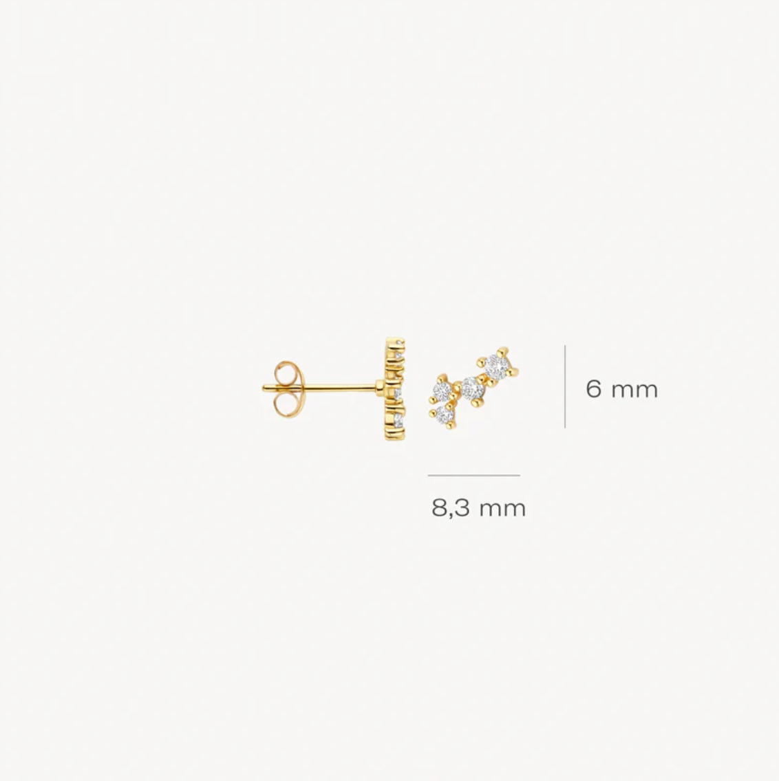 BLUSH 14K YELLOW GOLD AND ZIRCONIA CLUSTER EARRINGS