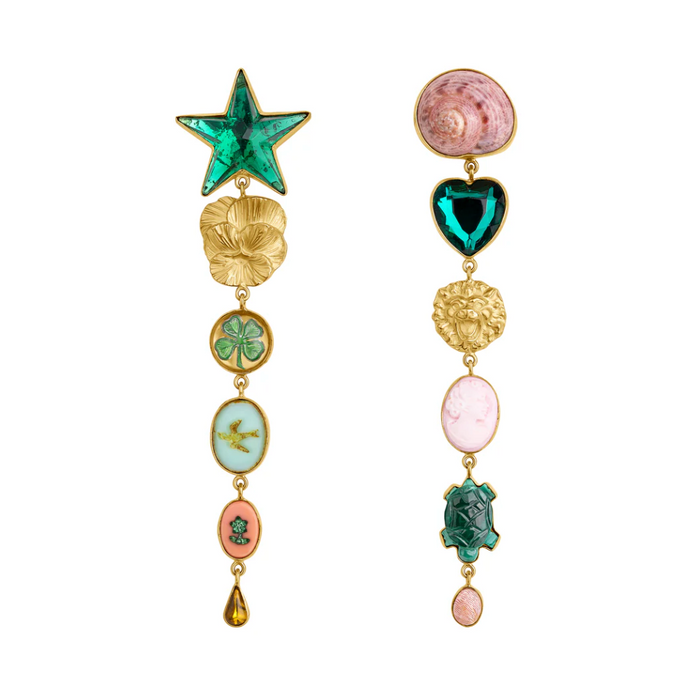 GRAINNE MORTON GREEN HEART AND STAR EARRINGS