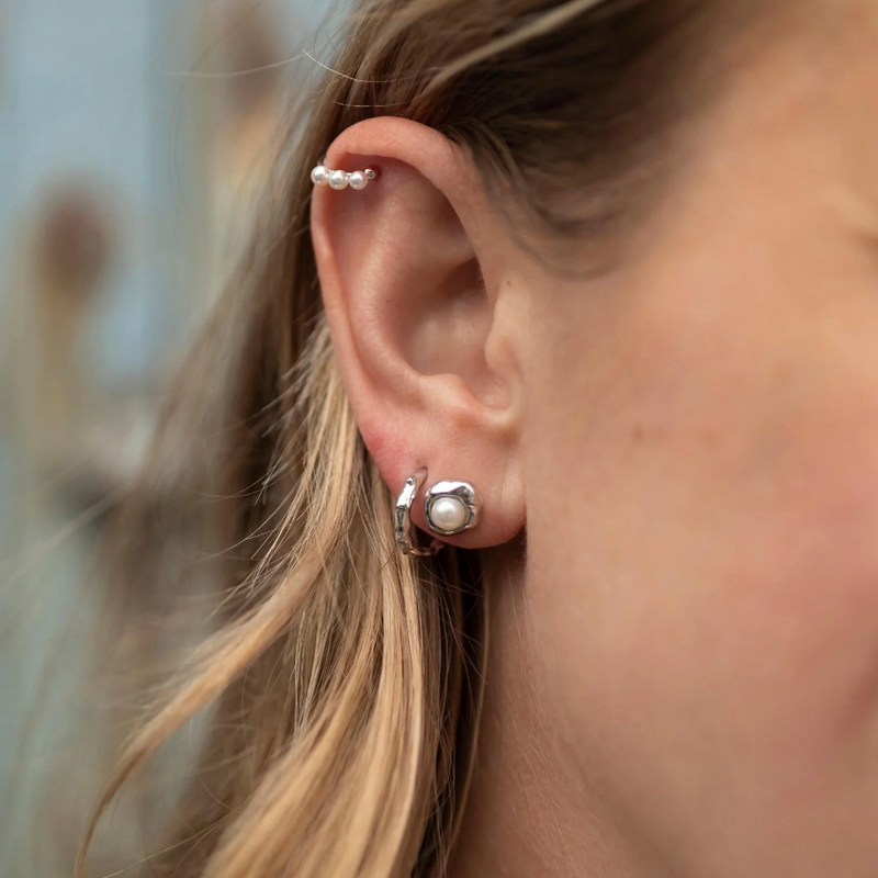 CLAUDIA BRADBY LAVA STUD WITH INSET PEARL STUDS