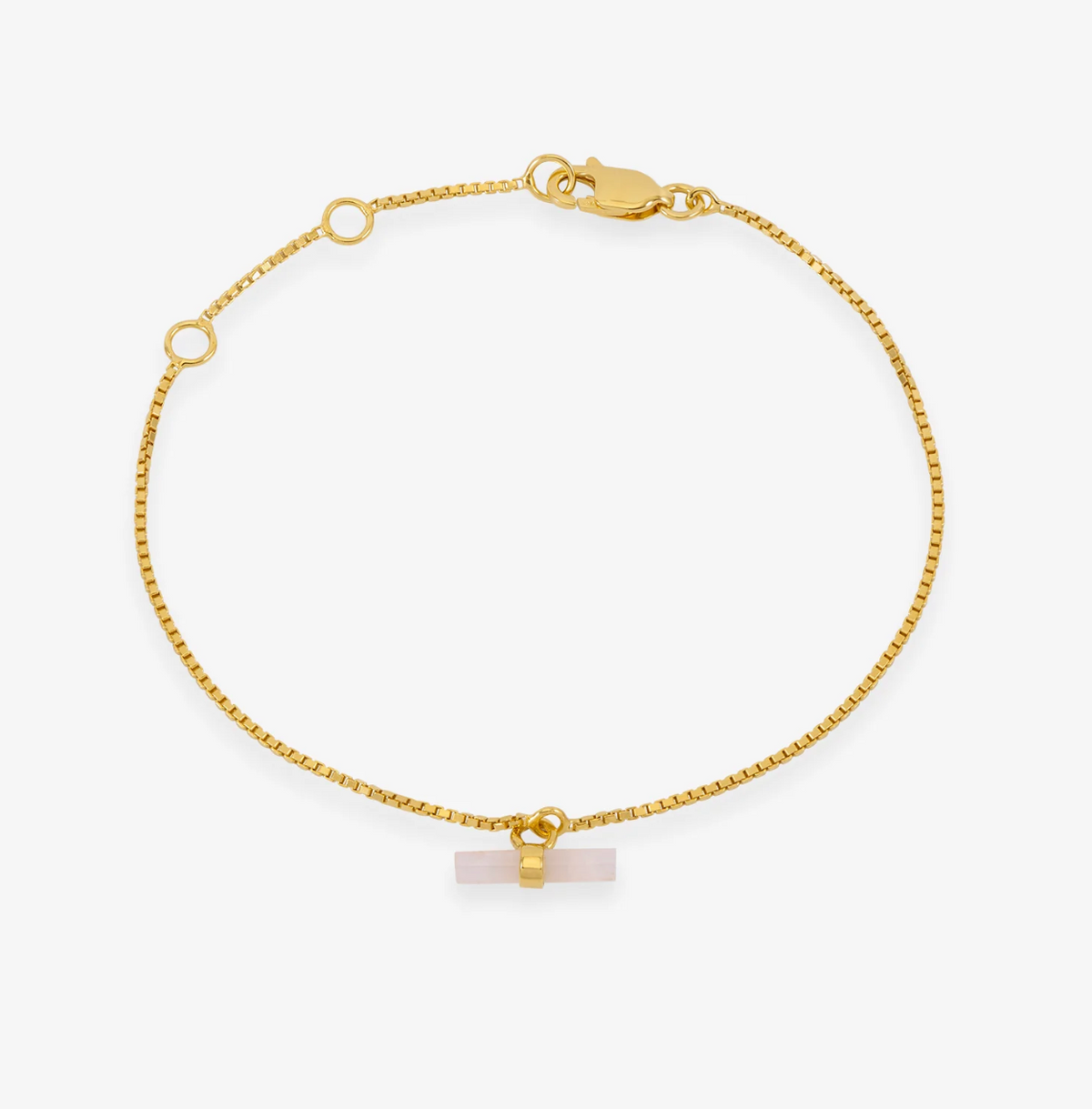 RACHEL JACKSON LOVE T-BAR ROSE QUARTZ BRACELET