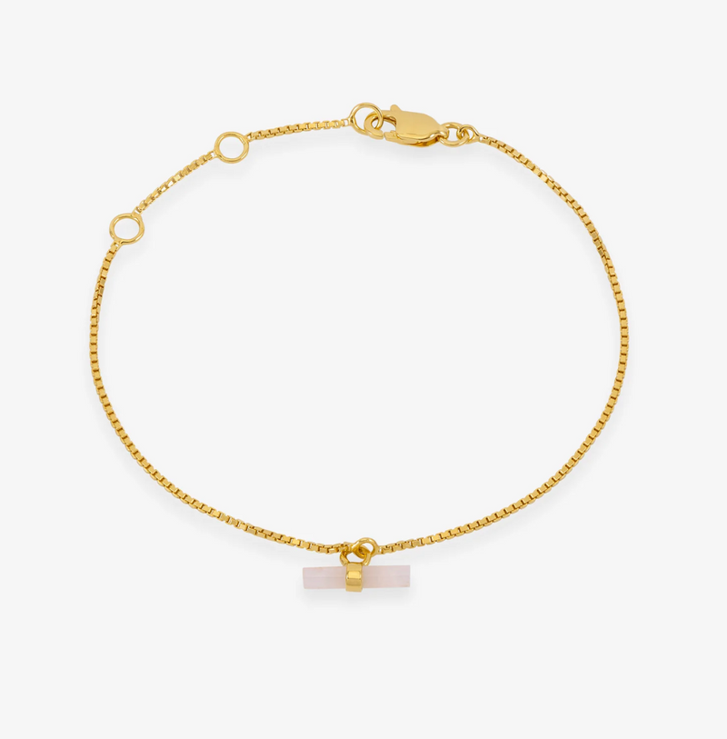 RACHEL JACKSON LOVE T-BAR ROSE QUARTZ BRACELET