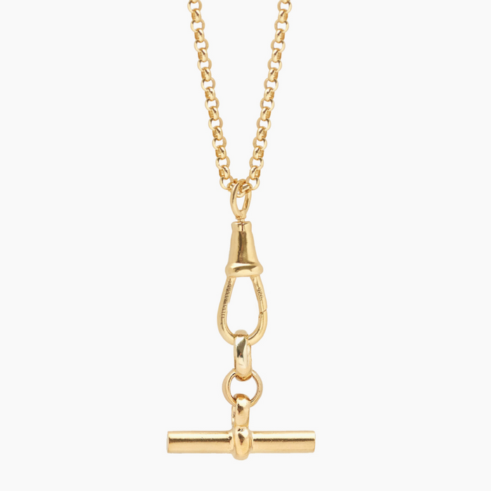 TILLY SVEAAS SMALL GOLD T BAR ON BELCHER CLIPT NECKLACE