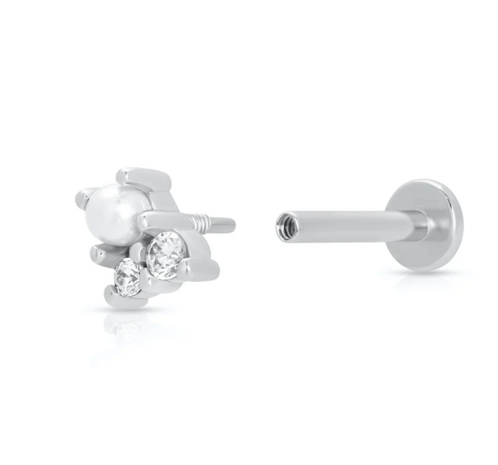 SCREAM PRETTY HANNAH MARTIN PEARL FLAT BACK SINGLE STUD EARRINGS
