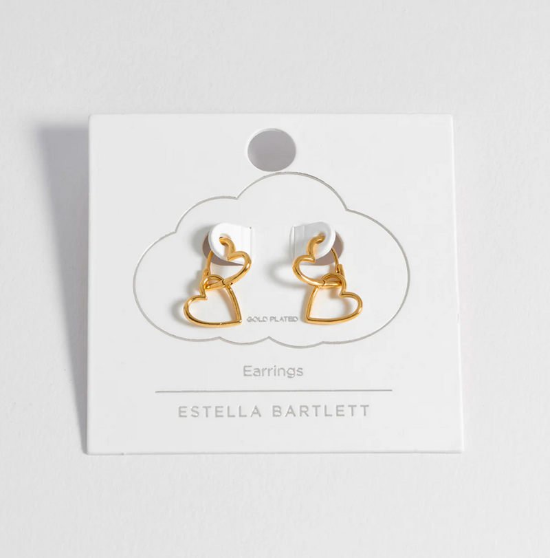 ESTELLA BARTLETT DOUBLE HEART HOOP EARRINGS
