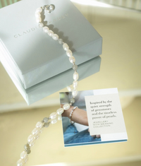 CLAUDIA BRADBY LABRADORITE & PEARL SILVER BEADED BRACELET