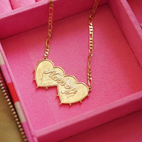 DAISY LONDON PERSONALISED SHRIMPS DOUBLE HEART NECKLACE - MADE TO ORDER