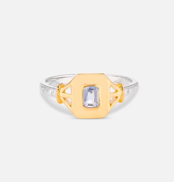 V BY LAURA VANN JEAN SPINEL BLUE SIGNET RING