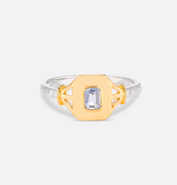 V BY LAURA VANN JEAN SPINEL BLUE SIGNET RING