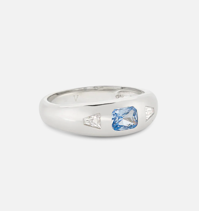 V BY LAURA VANN DIANA SPINEL BLUE RING