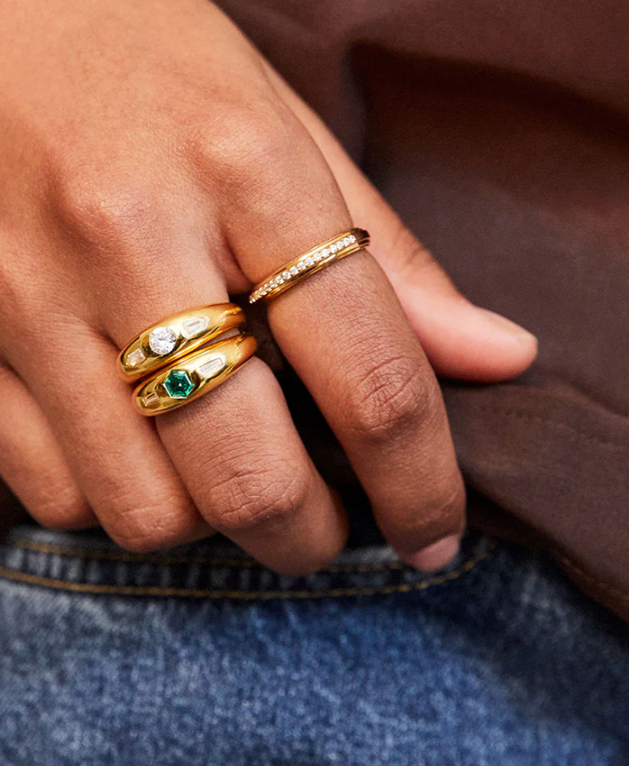 V BY LAURA VANN JADA GREEN STONE RING