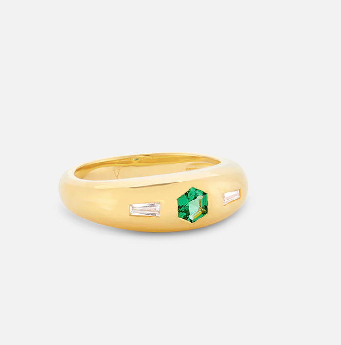 V BY LAURA VANN JADA GREEN STONE RING