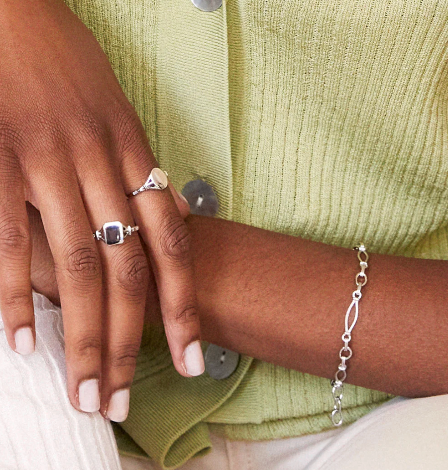 V BY LAURA VANN RHO VINTAGE LINK SILVER BRACELET