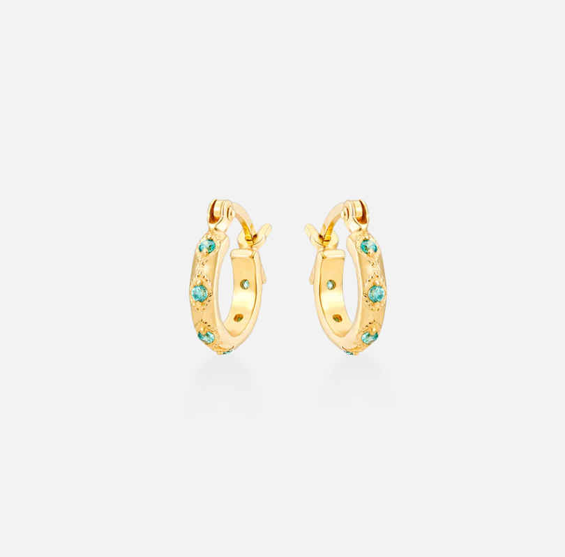 V BY LAURA VANN GREEN LENA HOOP EARRINGS