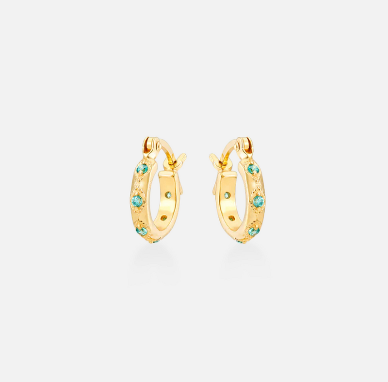 V BY LAURA VANN GREEN LENA HOOP EARRINGS
