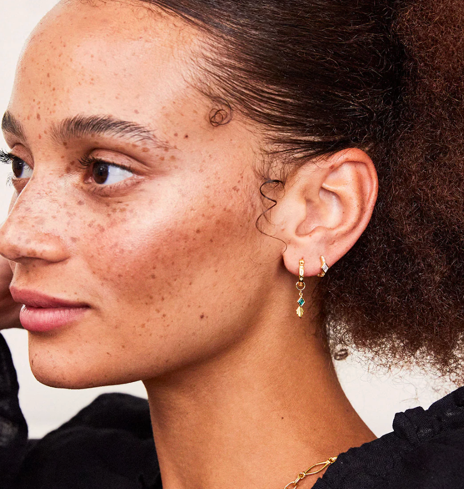 V BY LAURA VANN IRIS HOOP AND DROPS MINT EARRINGS