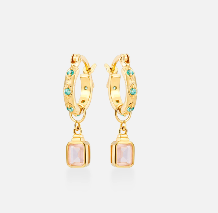 V BY LAURA VANN LENA HOOP AND DROPS MINT EARRINGS