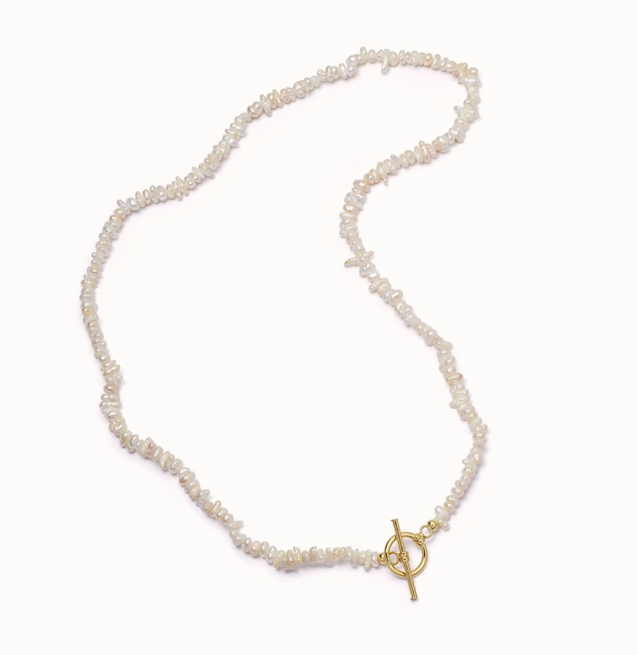 DAISY LONDON POLLY SAYER PEARL T-BAR NECKLACE