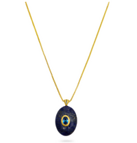 TALIS CHAINS OVAL PENDANT LAPIS NECKLACE