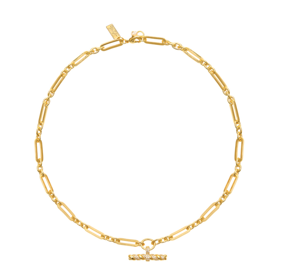 TALIS CHAINS T-BAR PENDANT ON LINK CHAIN NECKLACE