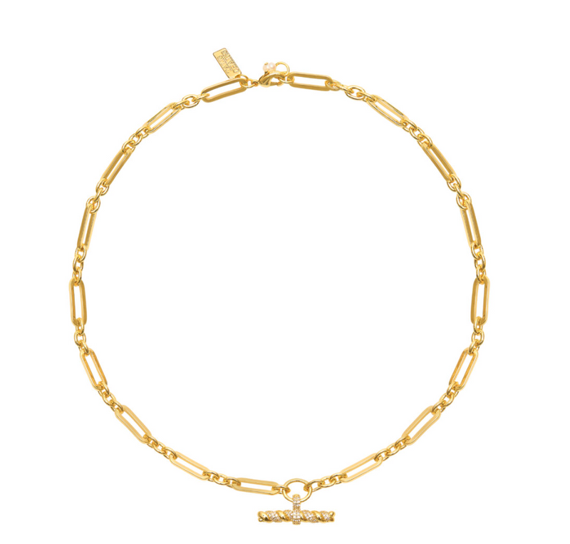 TALIS CHAINS T-BAR PENDANT ON LINK CHAIN NECKLACE