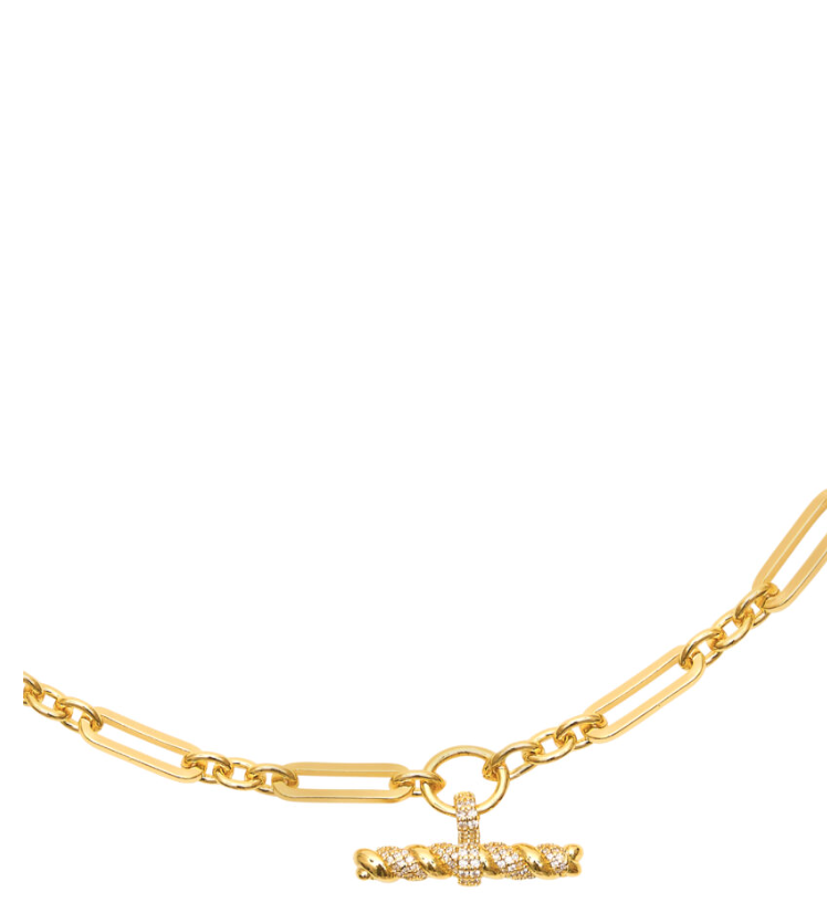 TALIS CHAINS T-BAR PENDANT ON LINK CHAIN NECKLACE